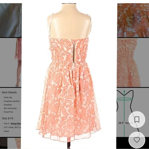 SOLD - Shoshanna Coral Reef Mini Dress - Picture 5 of 8